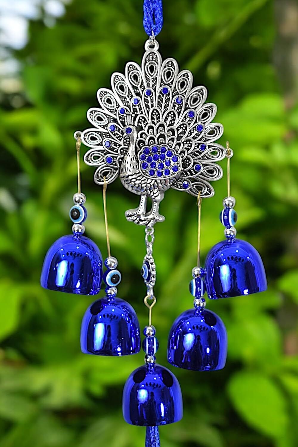 Peacock Metal Evil Eye Wind Chimes for Home Positive Energy Aluminium Windchime-image-35