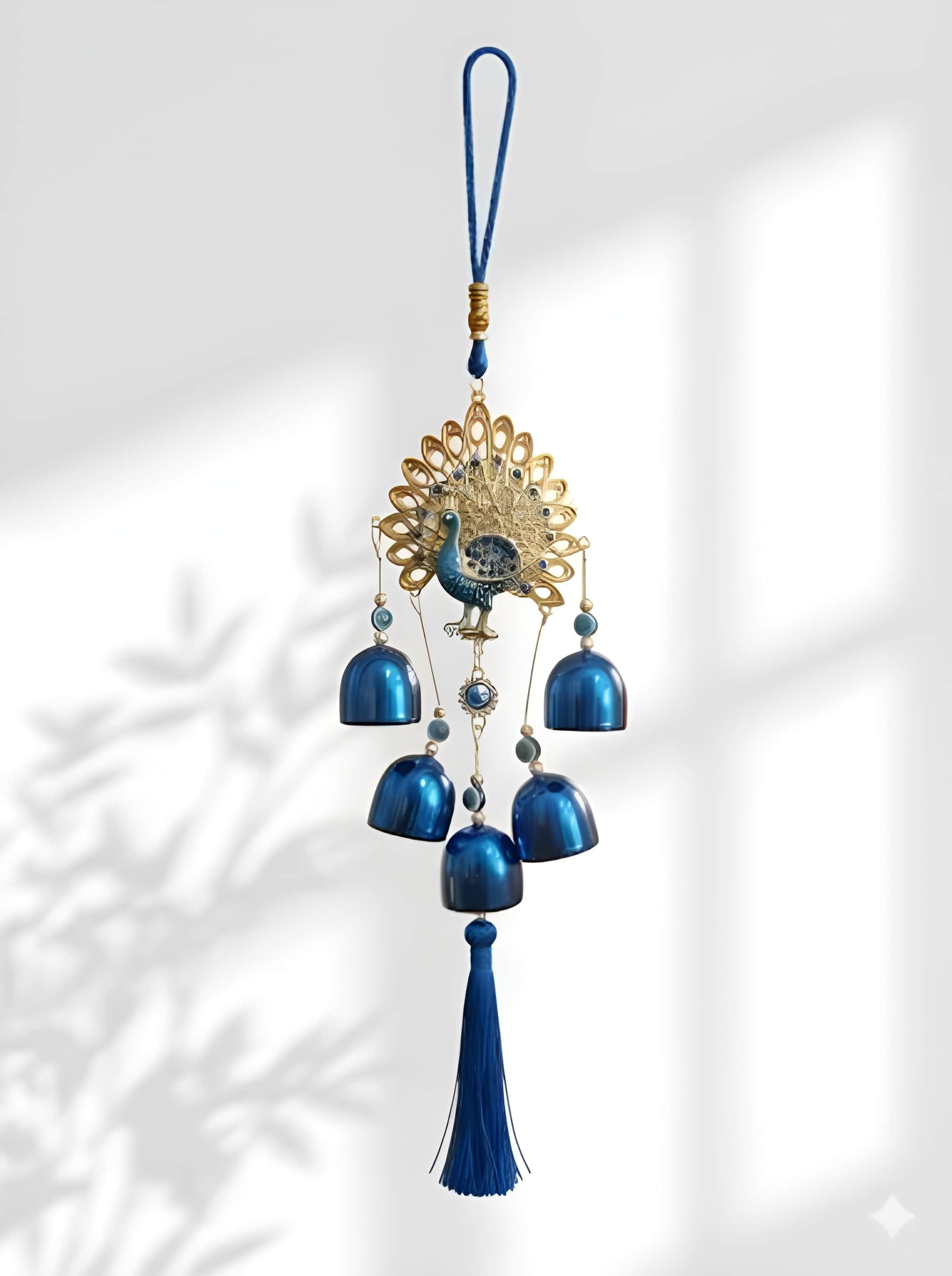 ppselects Antique Peacock Metal Wind Chime with 5 Bells for Home Decor Aluminium Dream Catcher-picture-26