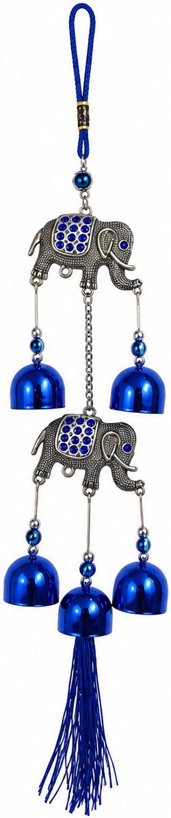 alorventures Blue Evil Eye Elephant Metal Wind Chime for Home Decor & Good Luck Nylon, Aluminium Windchime-picture-22