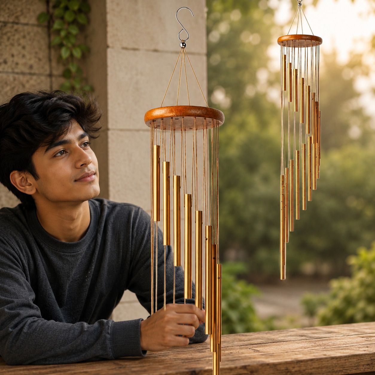 15 Aluminum Tubes Rotate Wind Chimes Tube Tones Magical Sounds Home Decoration Aluminium Windchime-image-23