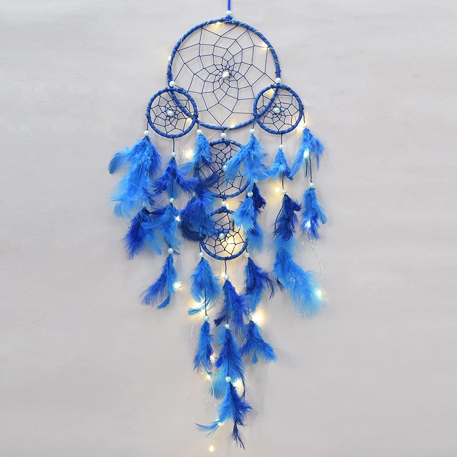 puci Home Decor, Wall Hanging, Nursery Handmade Pastel Wall Hanging for Bedroom Feather, Wool, Wood Dream Catcher-picture-2