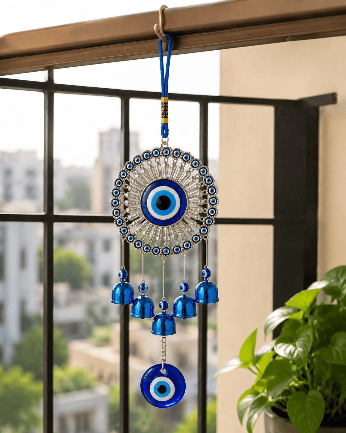 elegant touch decor 5 round evil eye Silver Windchime-picture-13