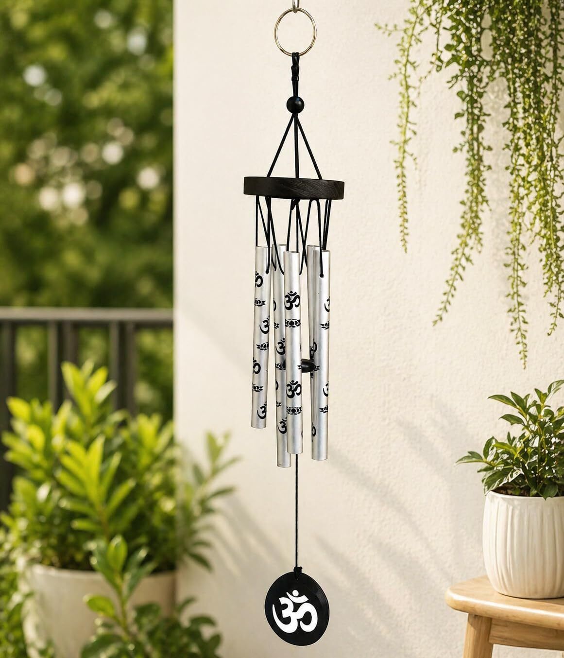 stuffinn Spiritual Om Wind Chime With Metal Tubes | Musical Hanging Decor for Home Aluminium Windchime-picture-22