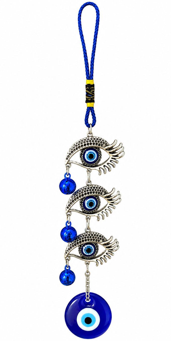 butee Evil Eye Hanging for Car Home Office Decor Lucky Nazar Protection Charm Copper Windchime-picture-40
