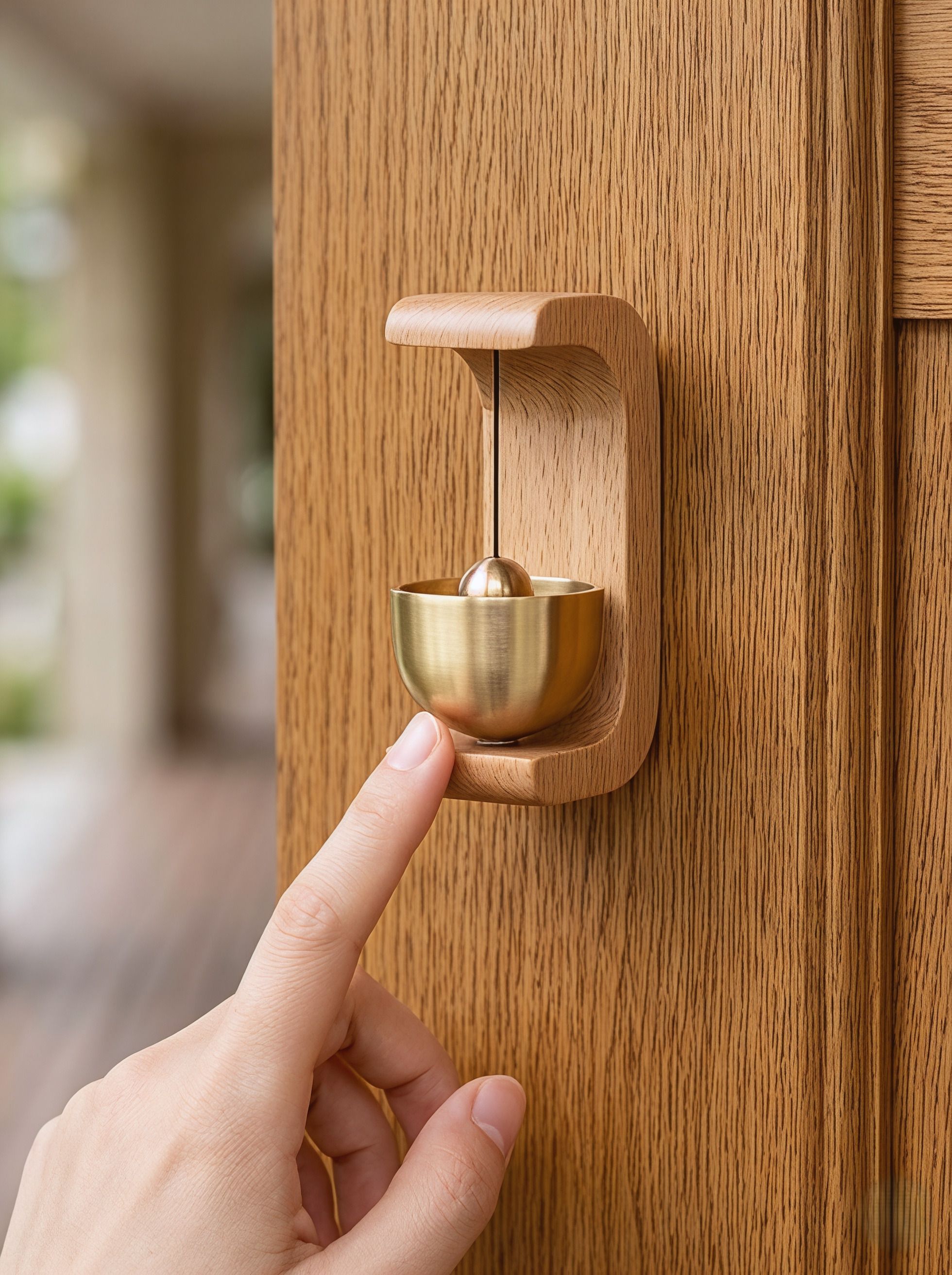 ppselects Wooden Door Chime with Metal Bell, Dopamine Door Bell for Home Door Chime Wood, Gold Plated Windchime-picture-25