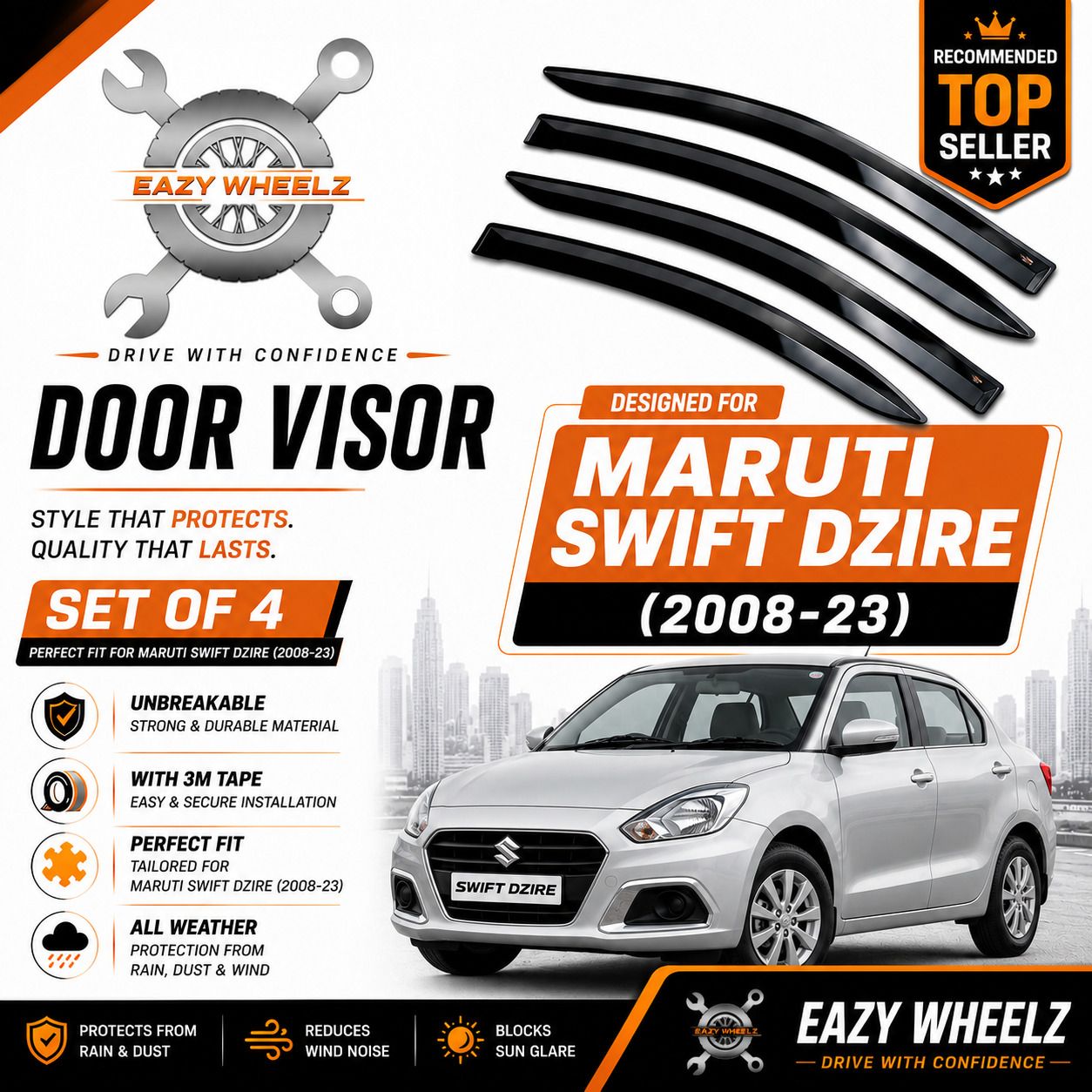 Non-convertibles Front, Rear Wind Deflector-image-7