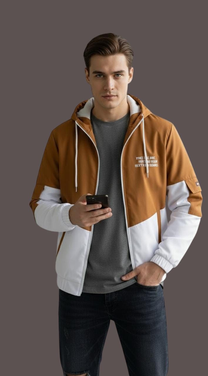 ZYRONA Men Colorblock Casual Jacket Printed, Colorblock Men Wind Cheater