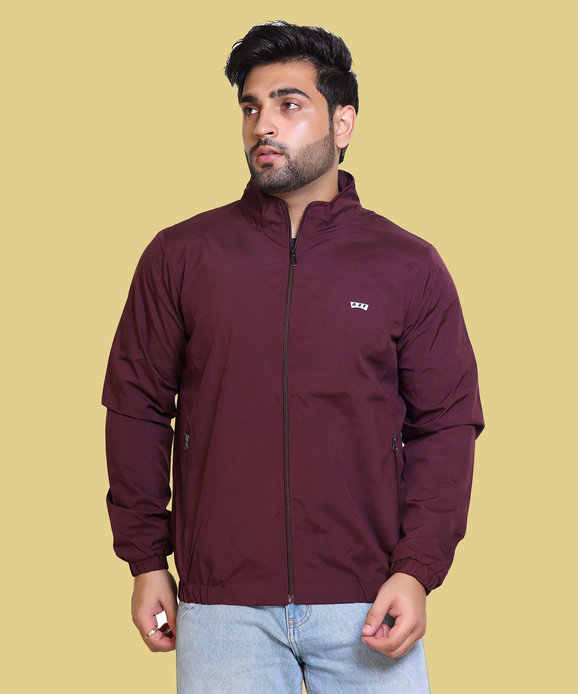 AZF Men's Casual Windcheater Solid Men Wind Cheater