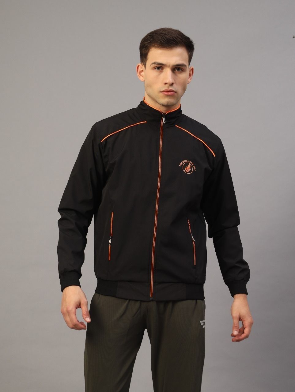 Ucollection Front Open Sport Jacket Solid Men Wind Cheater-picture-10