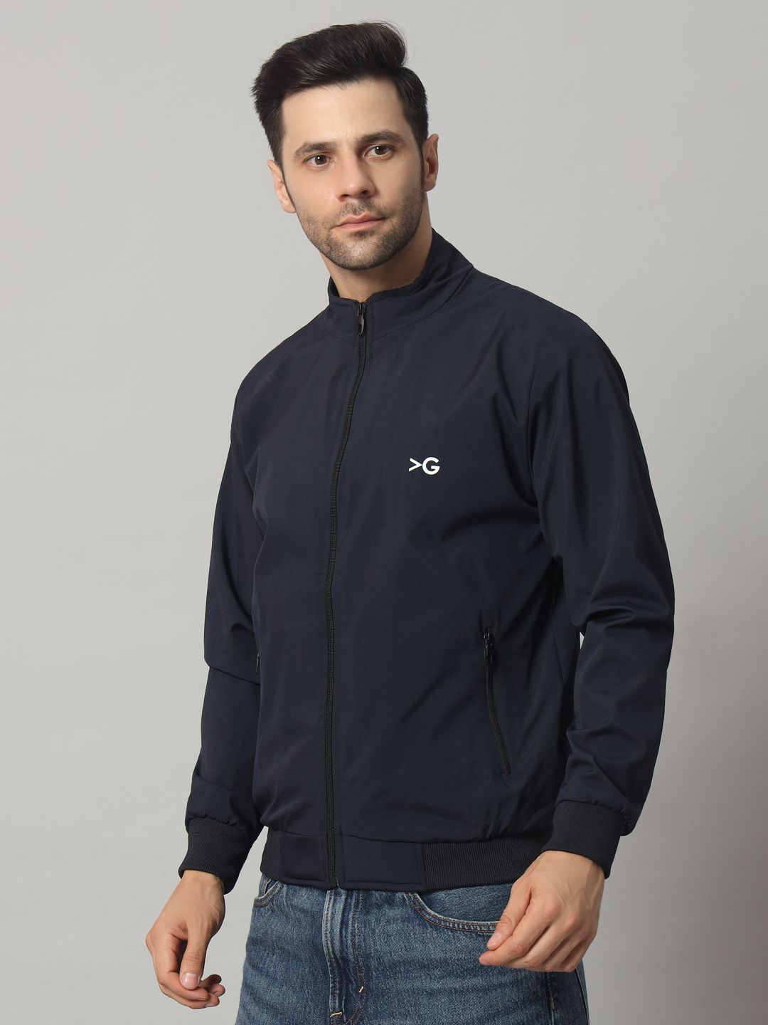 KGARMENTS Navy Colour Windcheater Solid Men Wind Cheater-picture-24