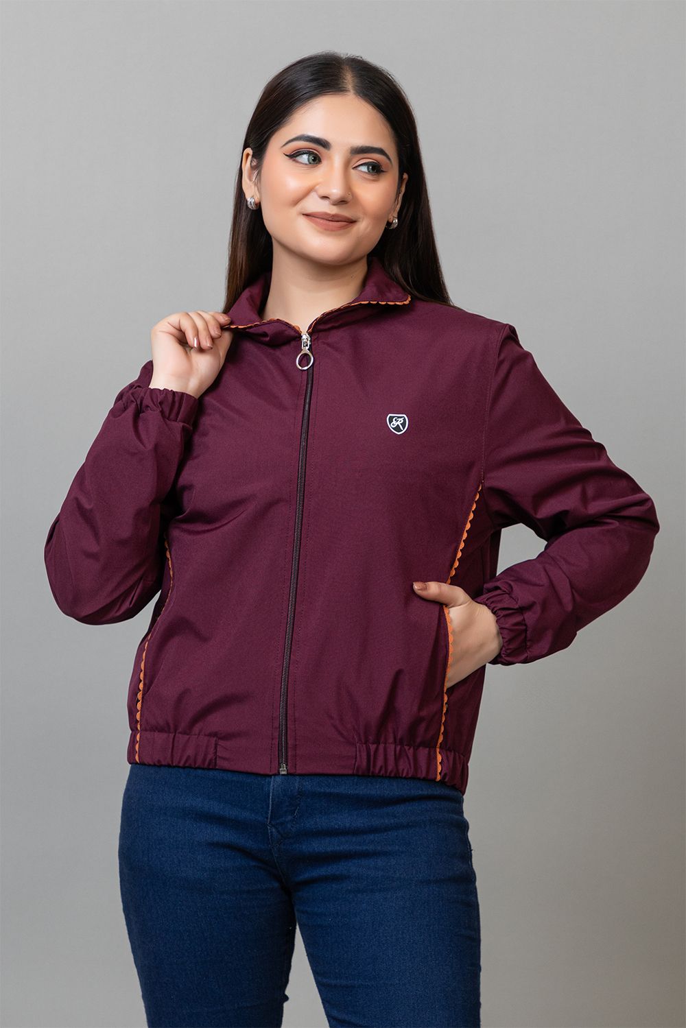 Yaqr Women Crop Windcheater Jacket Striped Women Wind Cheater