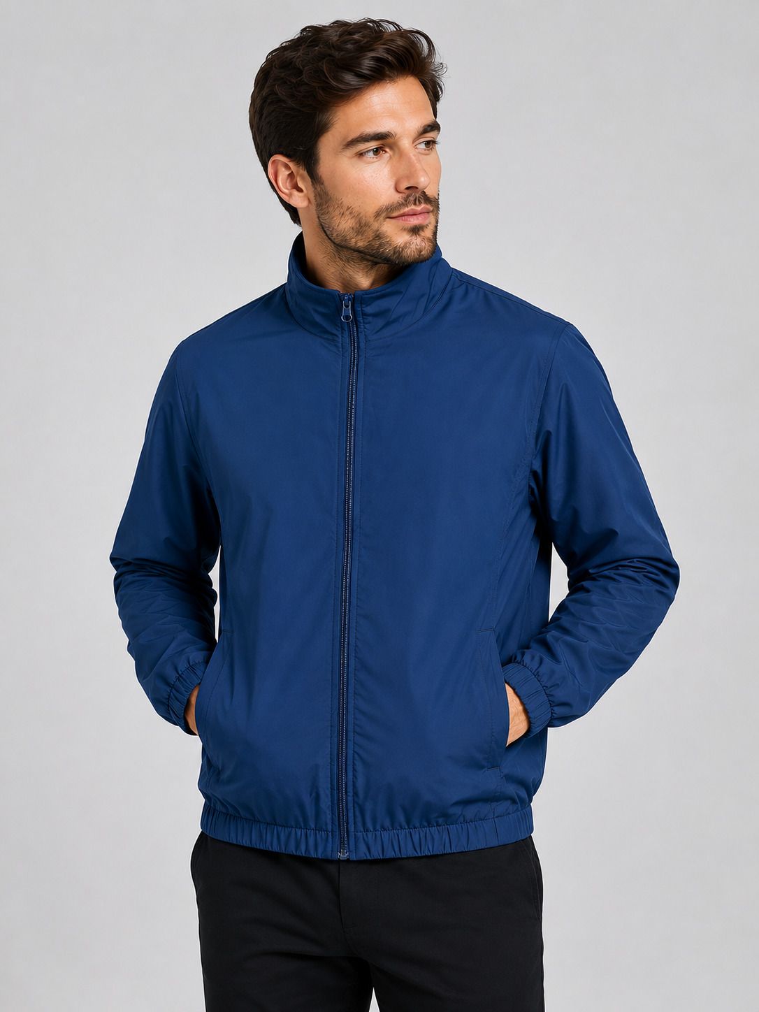 JKT Men Lightweight Running Bomber Jacket Solid Men Wind Cheater-picture-16