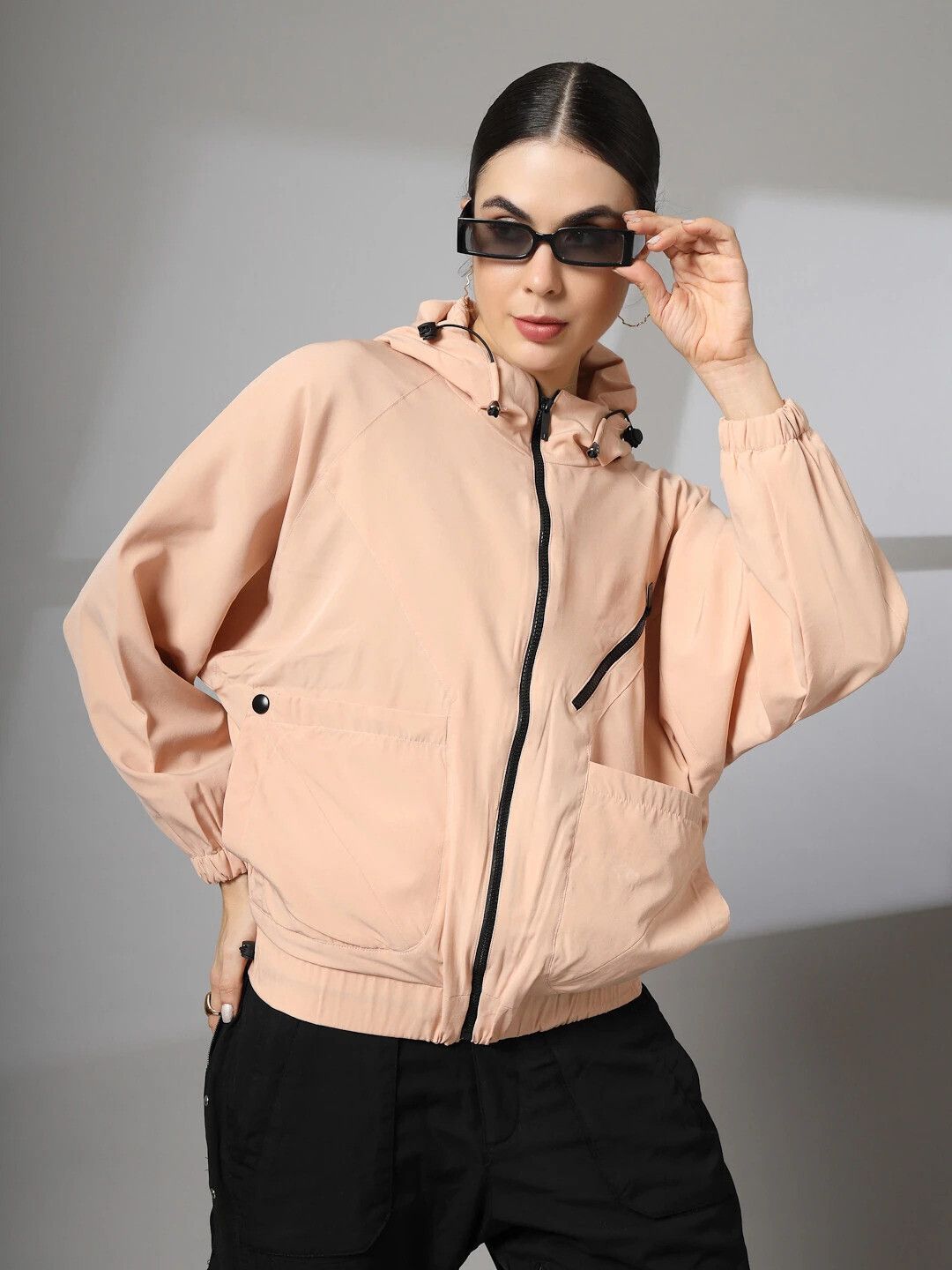 CHKOKKO Solid Women Wind Cheater-picture-16