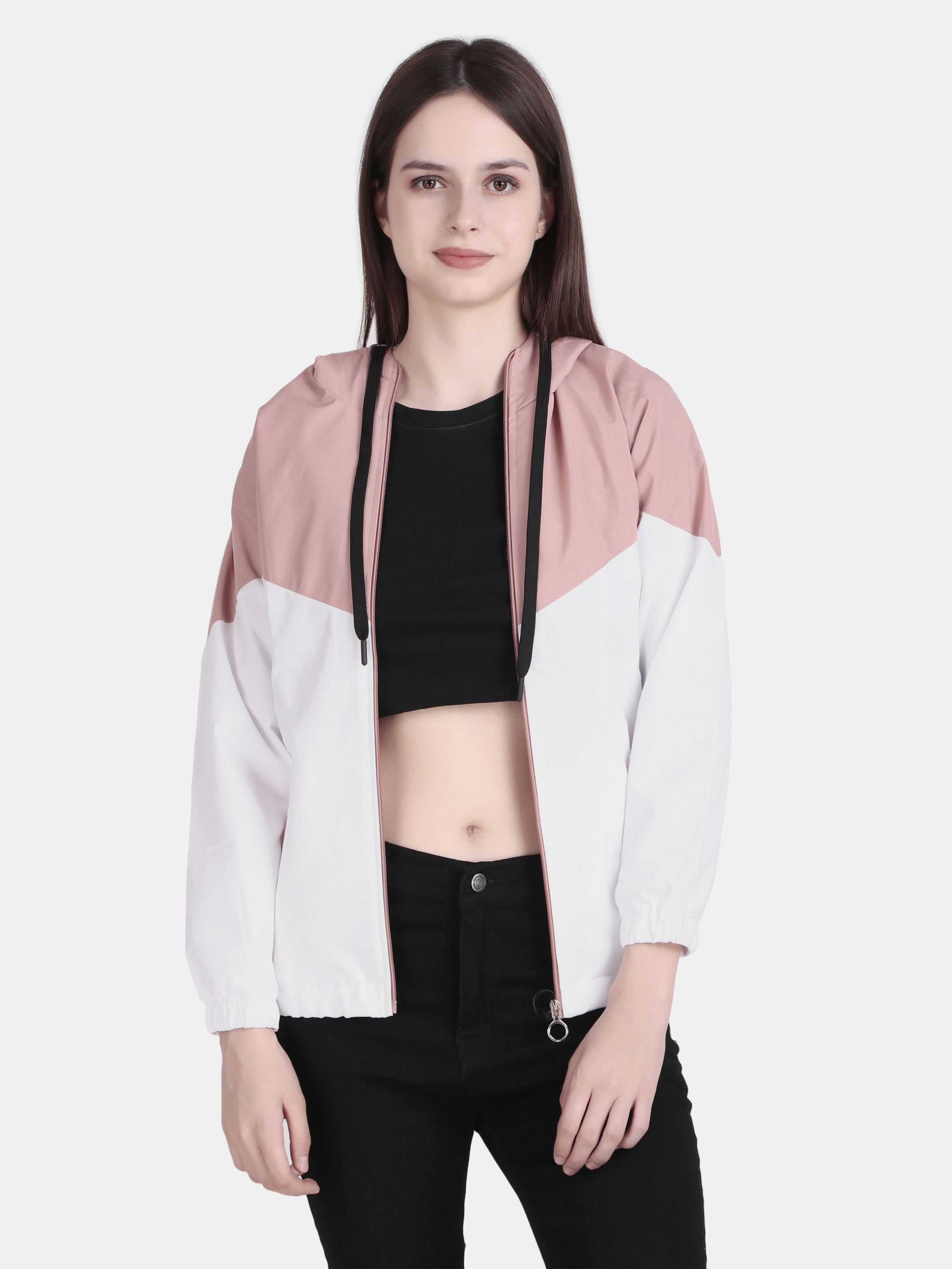 SPORTIZM Sportizm's Stylish Winter Zipper Hooded Windcheater For Women Self Design Women Wind Cheater-image-28