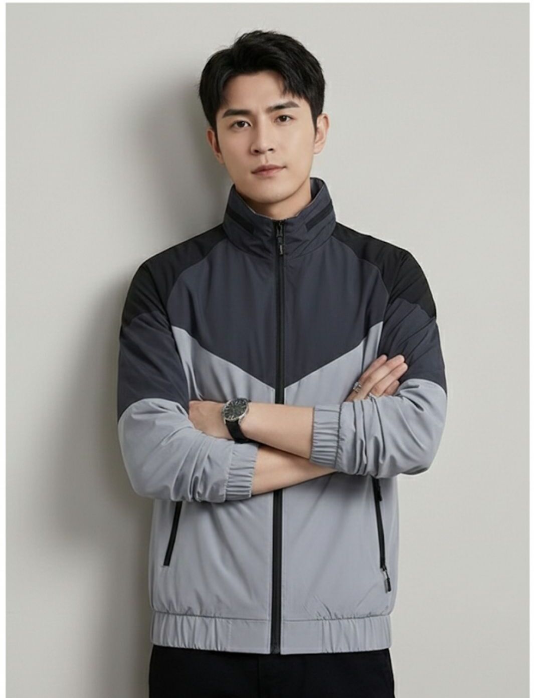 IANDT Men's Lightweight Full Sleeve Zipper Jacket Colorblock for Summer & Sport Colorblock Men Wind Cheater