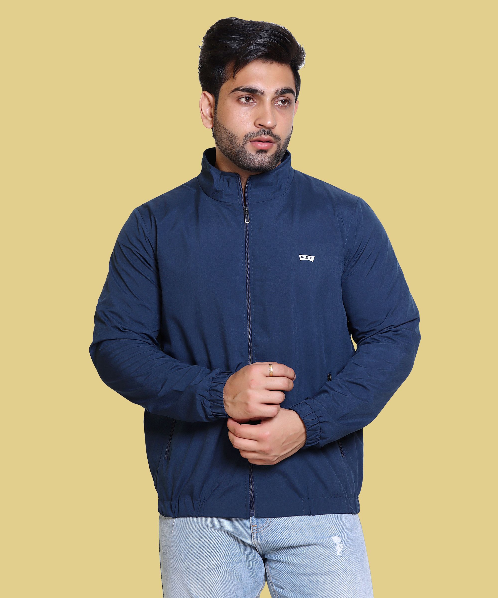 AZF Men's Casual Windcheater Solid Men Wind Cheater