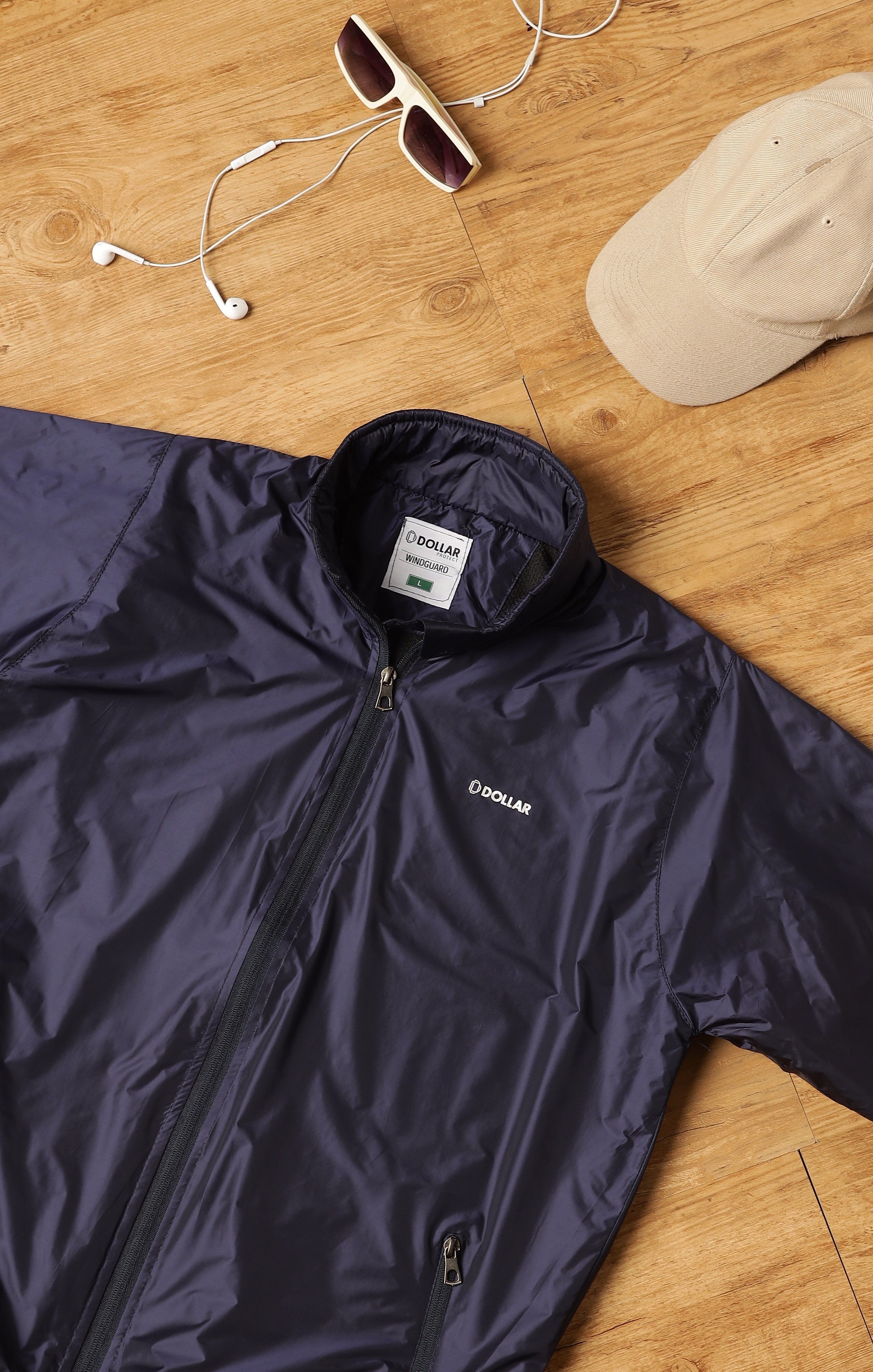 Dollar Nylon Navy Solid Men Wind Cheater-picture-11