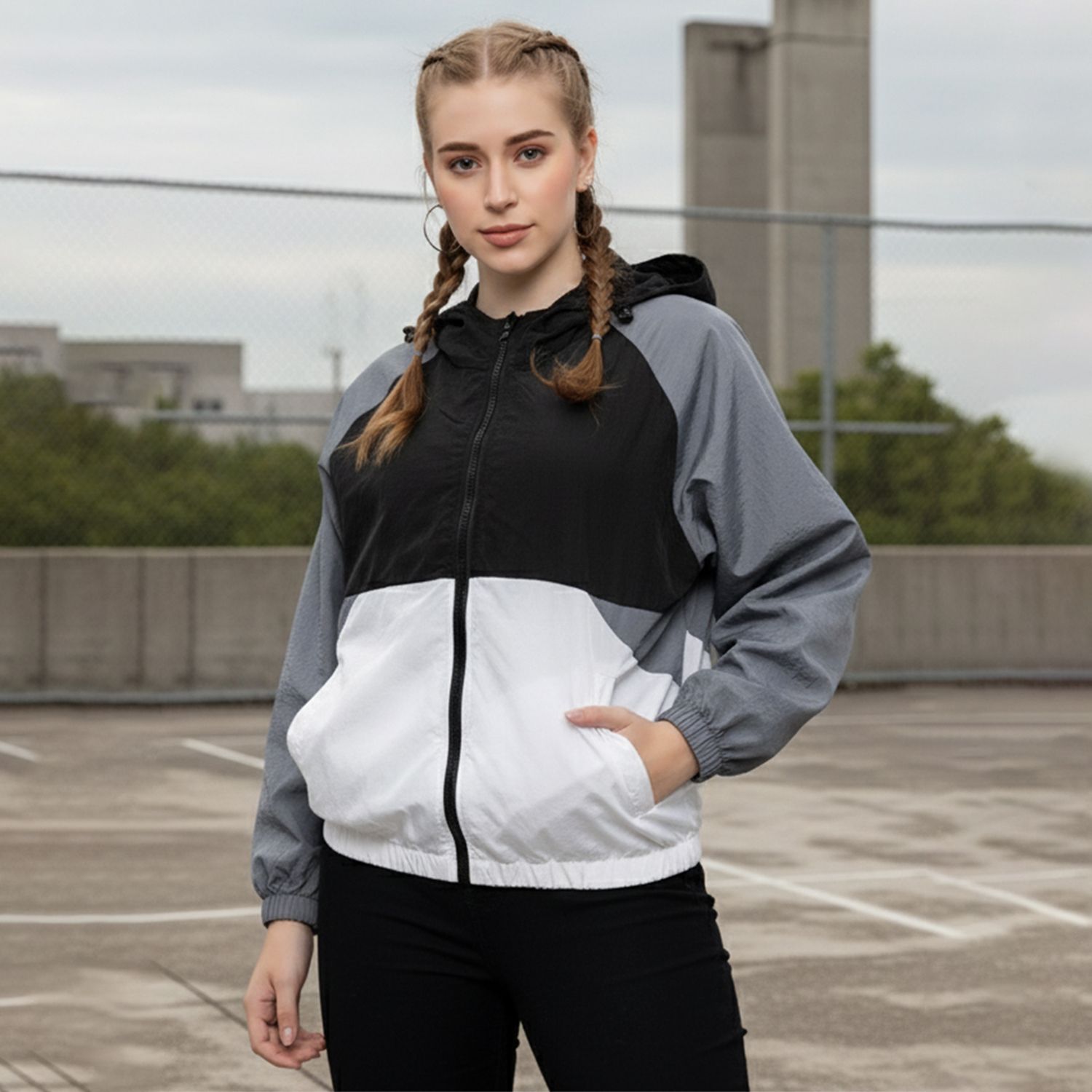 CHKOKKO Colorblock Women Wind Cheater-image-29