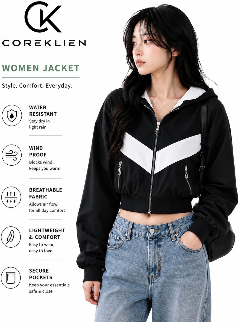 coreklien Striped, Self Design, Solid Women Wind Cheater-picture-21