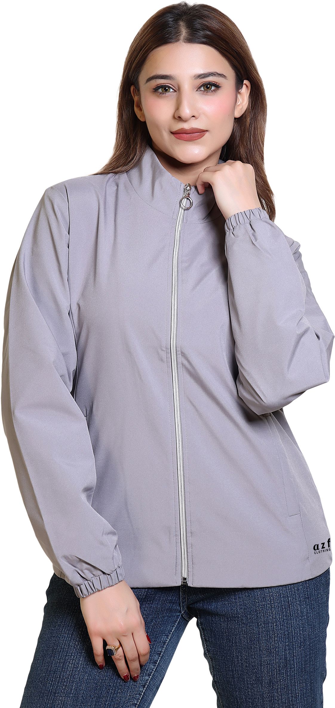 FASHIONLINE BY AZF Trendy zipper windcheater jacket Solid Women Wind Cheater-image-12