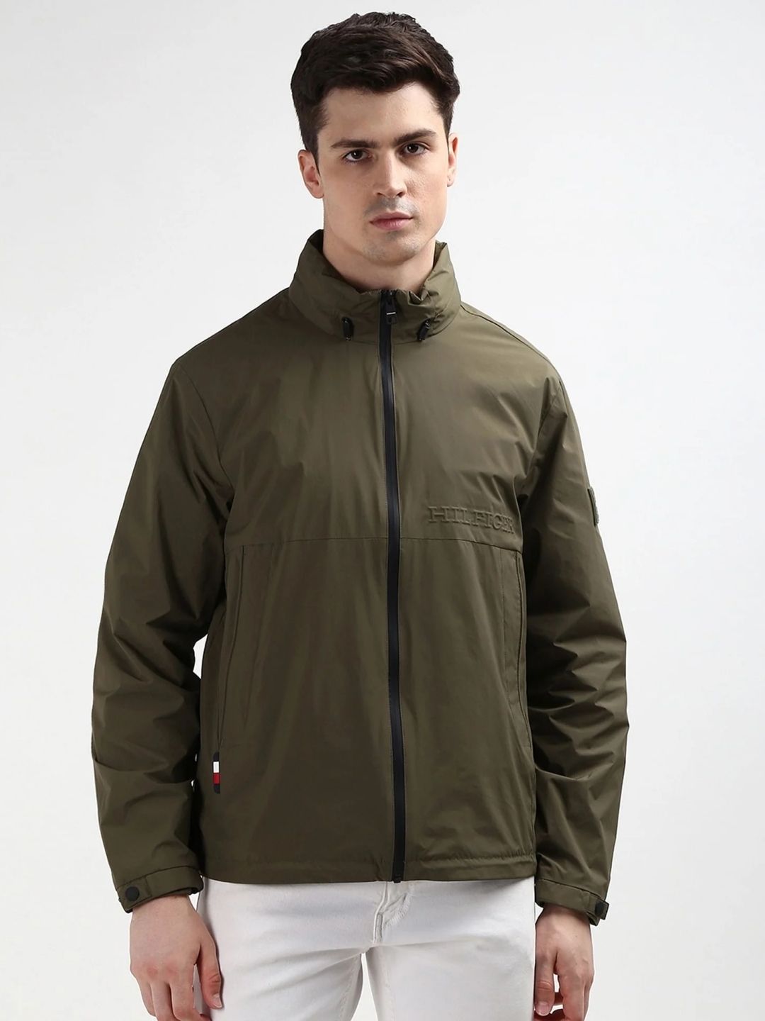 Tommy Hilfiger Embroidered Logo Regular Fit Nylon Jacket Printed Men Wind Cheater-picture-13