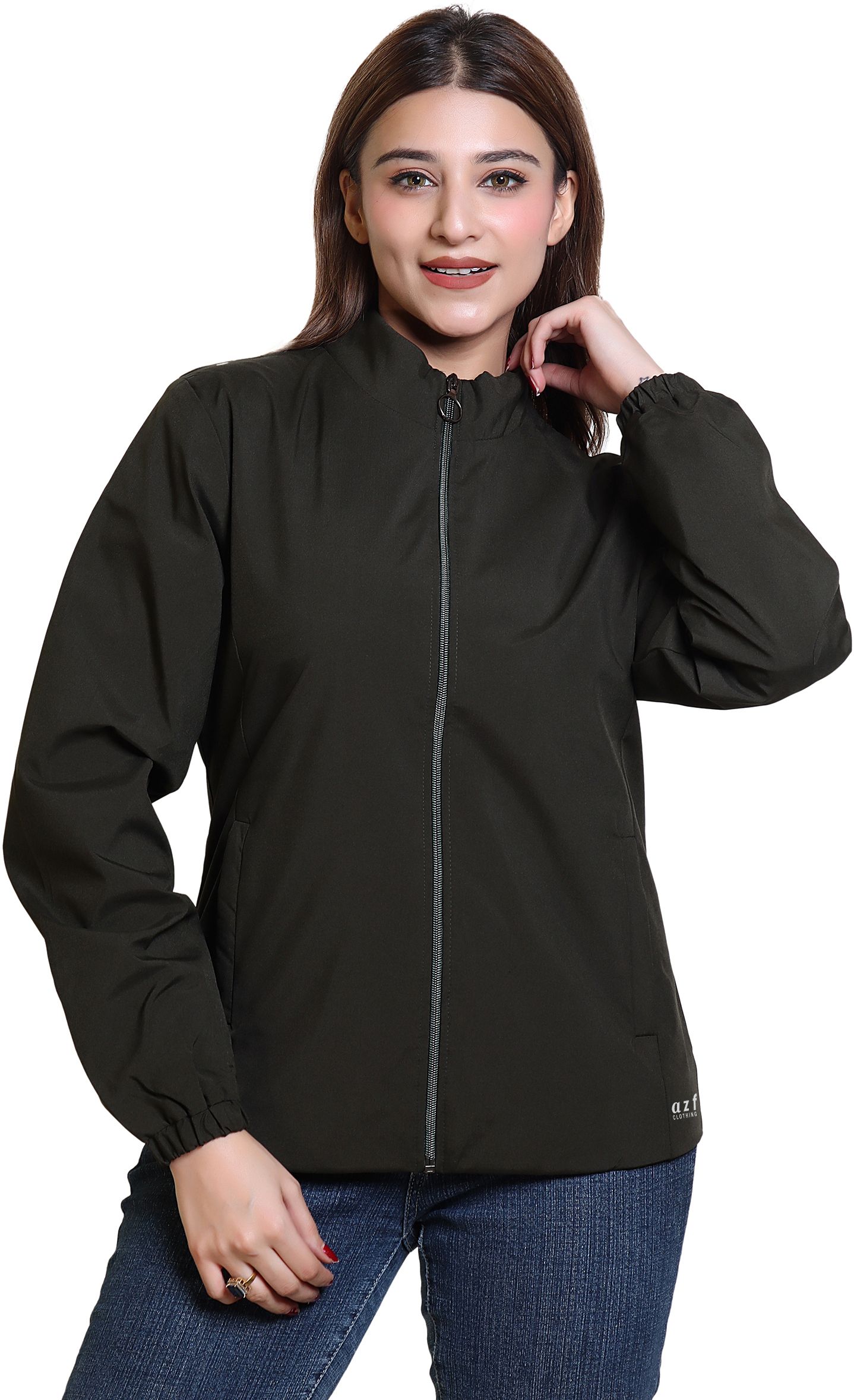 FASHIONLINE BY AZF Trendy zipper windcheater jacket Solid Women Wind Cheater