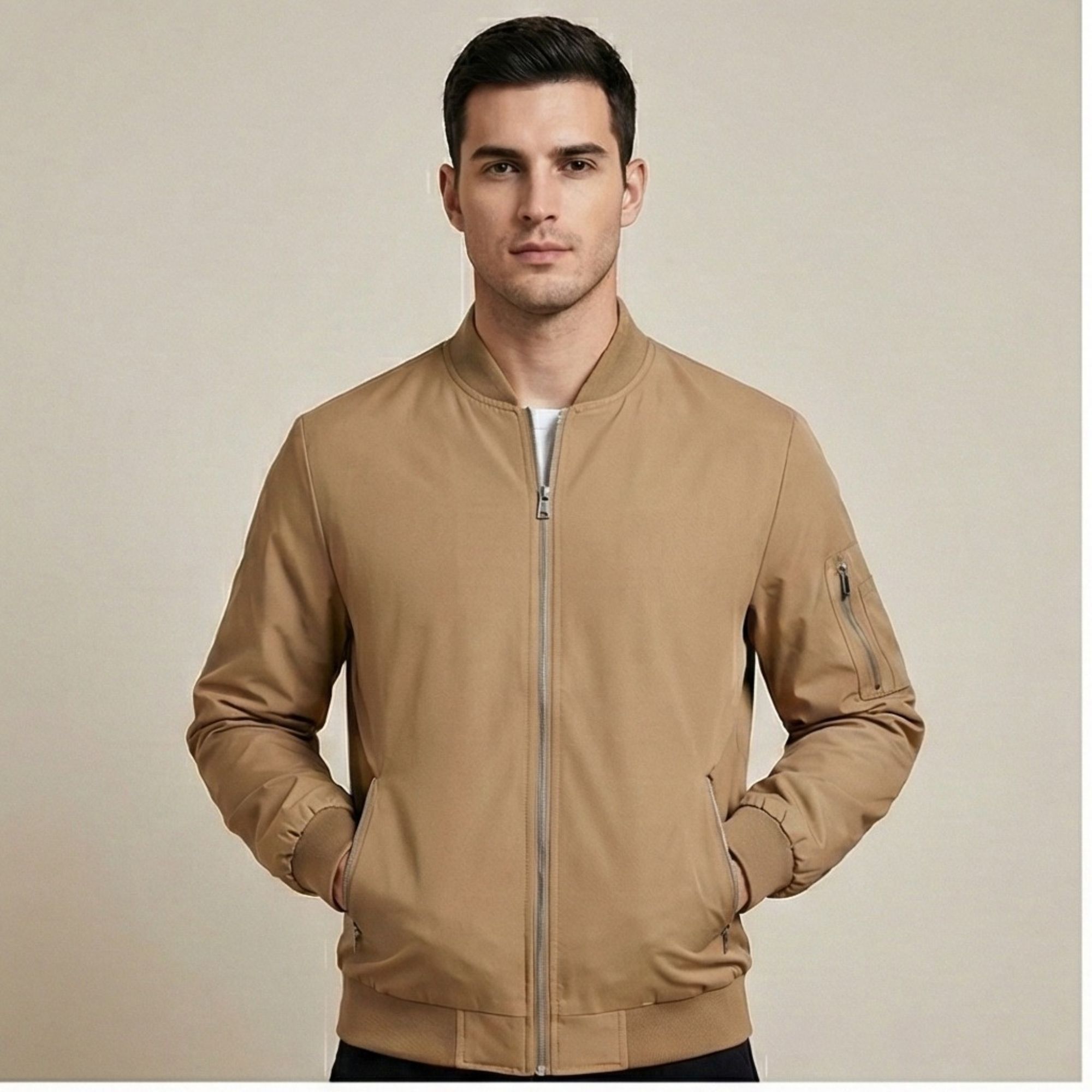 Mia Fashion Men's Windcheater Jacket, Lightweight Transition, Aviator, Blouson with Pockets Solid Men Wind Cheater