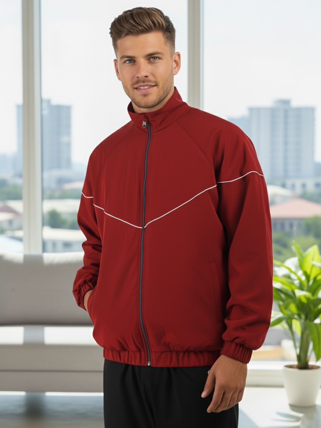 CHKOKKO Solid Men Wind Cheater-picture-29