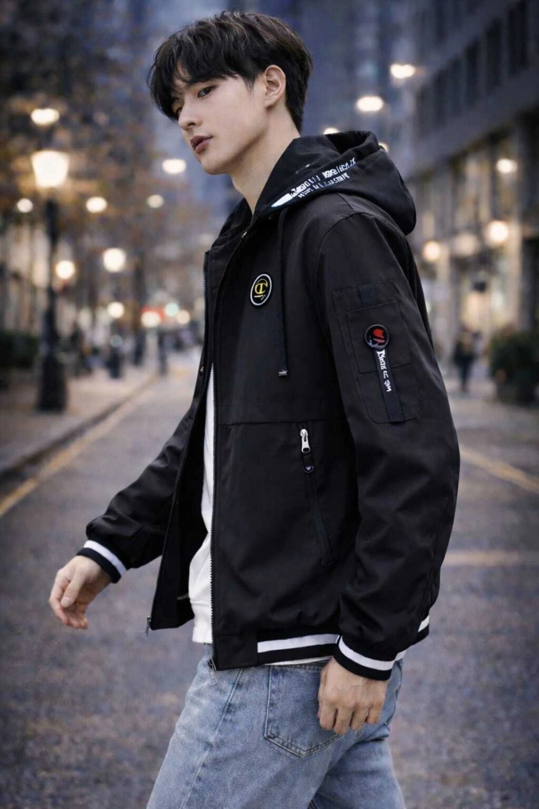 OXIMWORLD KOREAN MEN LIGHT WEIGHT JACKET Printed Men Wind Cheater-image-20