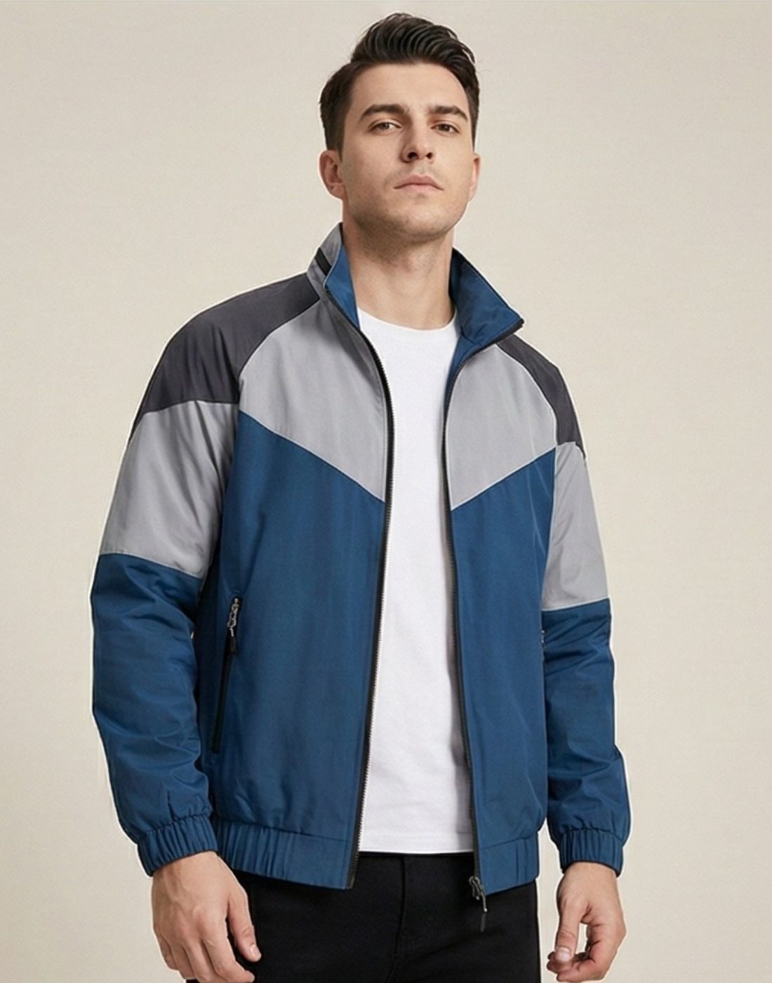 Caraba Men's Lightweight Full Sleeve Zipper Jacket Colorblock for Summer & Sport Colorblock Men Wind Cheater-picture-19