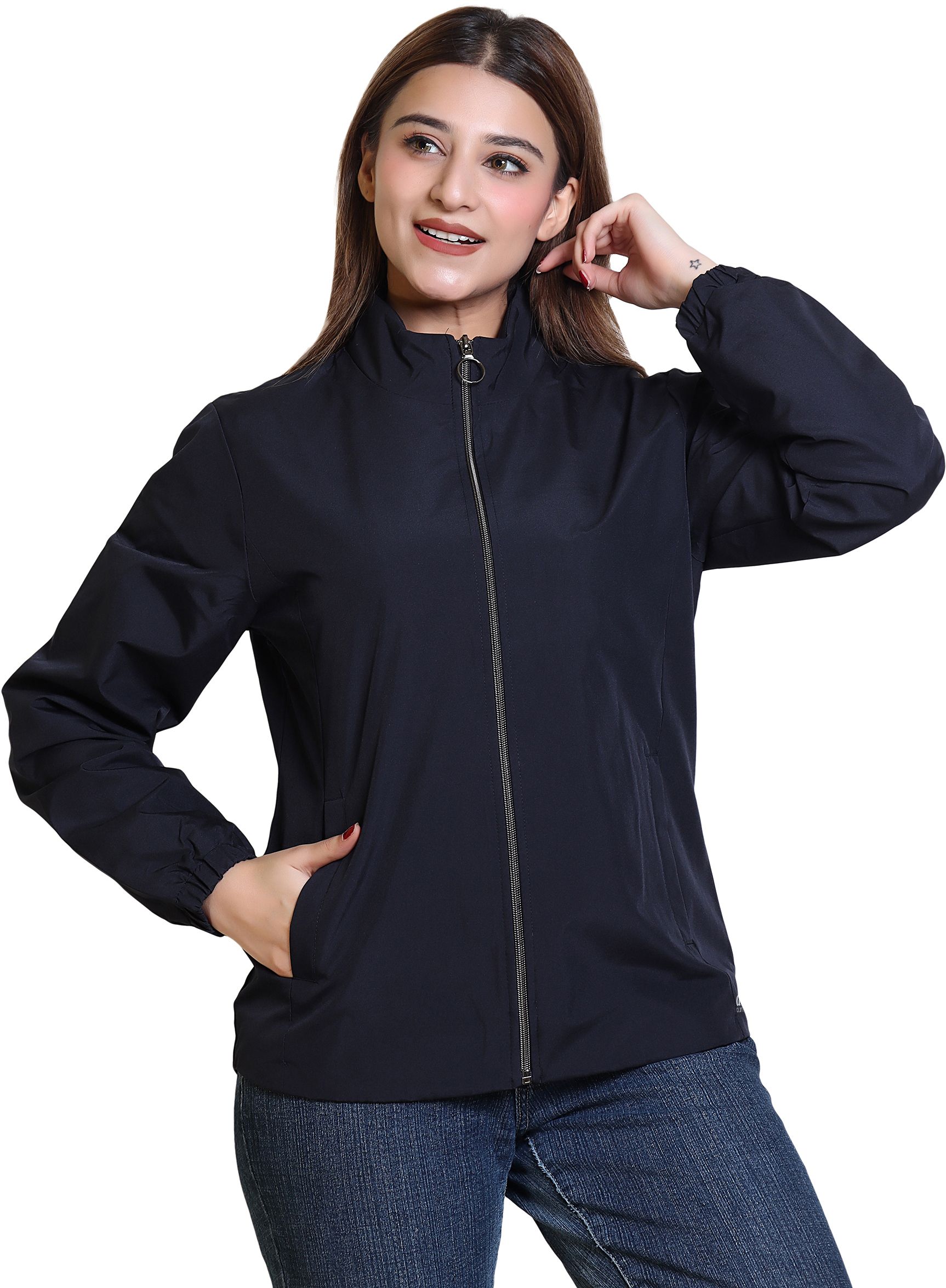 AZF Solid Women Wind Cheater