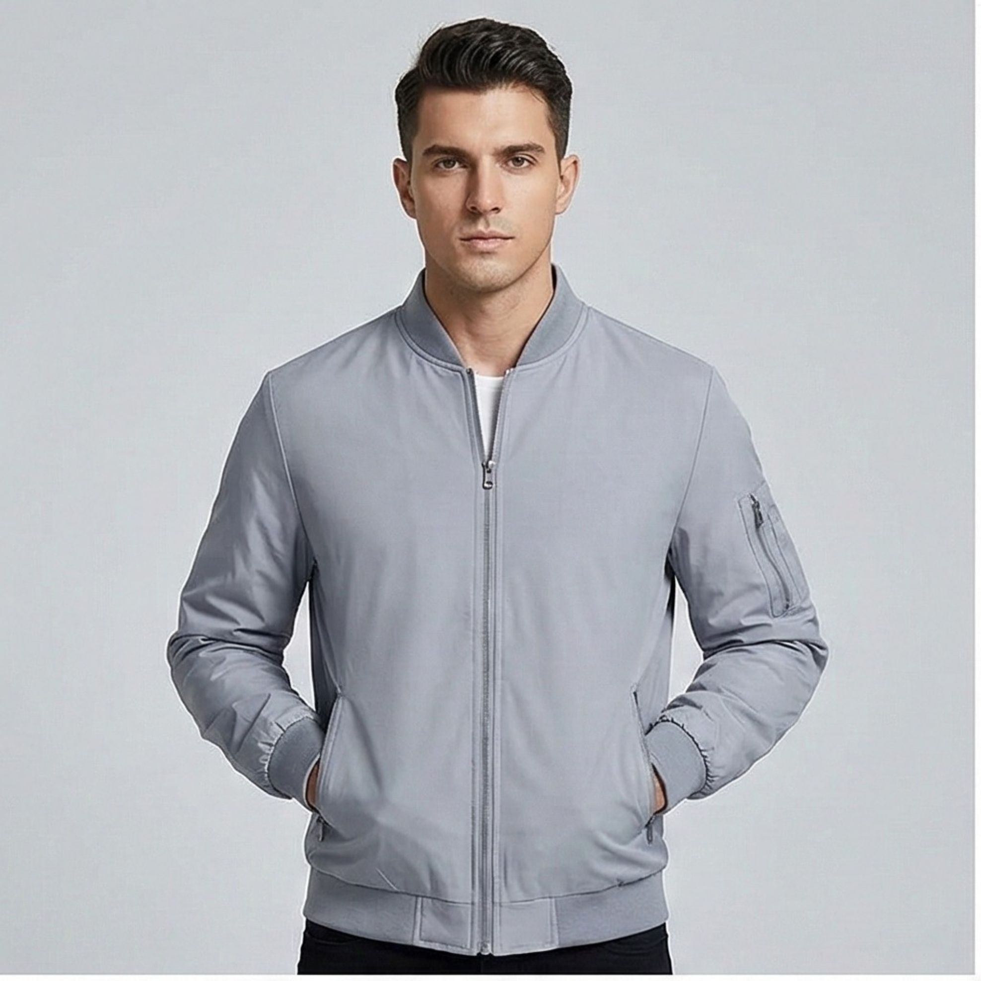 Mia Fashion Men's Windcheater Jacket, Lightweight Transition, Aviator, Blouson with Pockets Solid Men Wind Cheater-picture-35