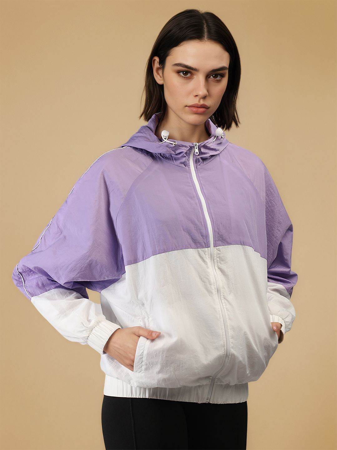 CHKOKKO Women Windcheater Colorblock Women Wind Cheater-image-4