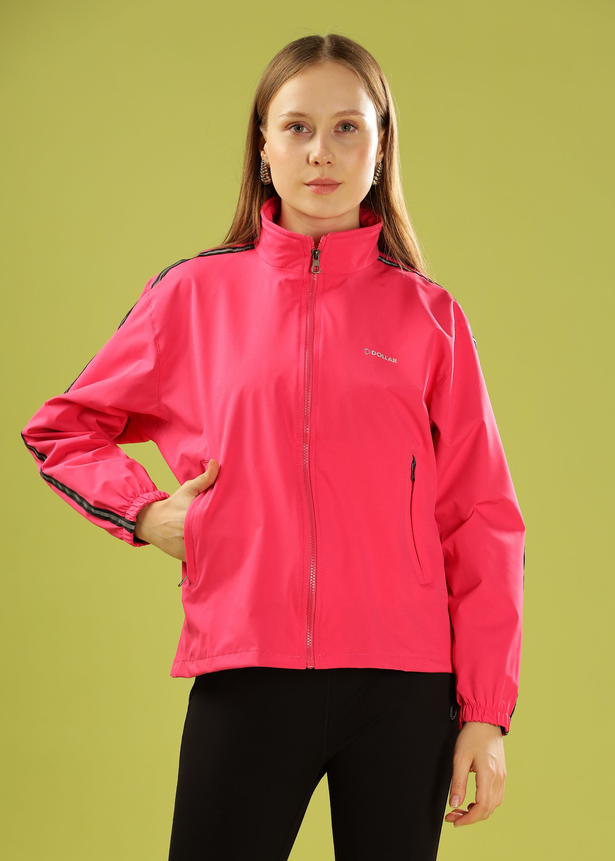 Dollar Polyester Round Neck Solid Women Wind Cheater-picture-17