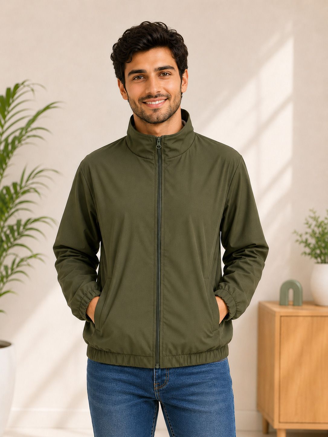 JKT Men Sporty Jacket Solid Men Wind Cheater-image-48