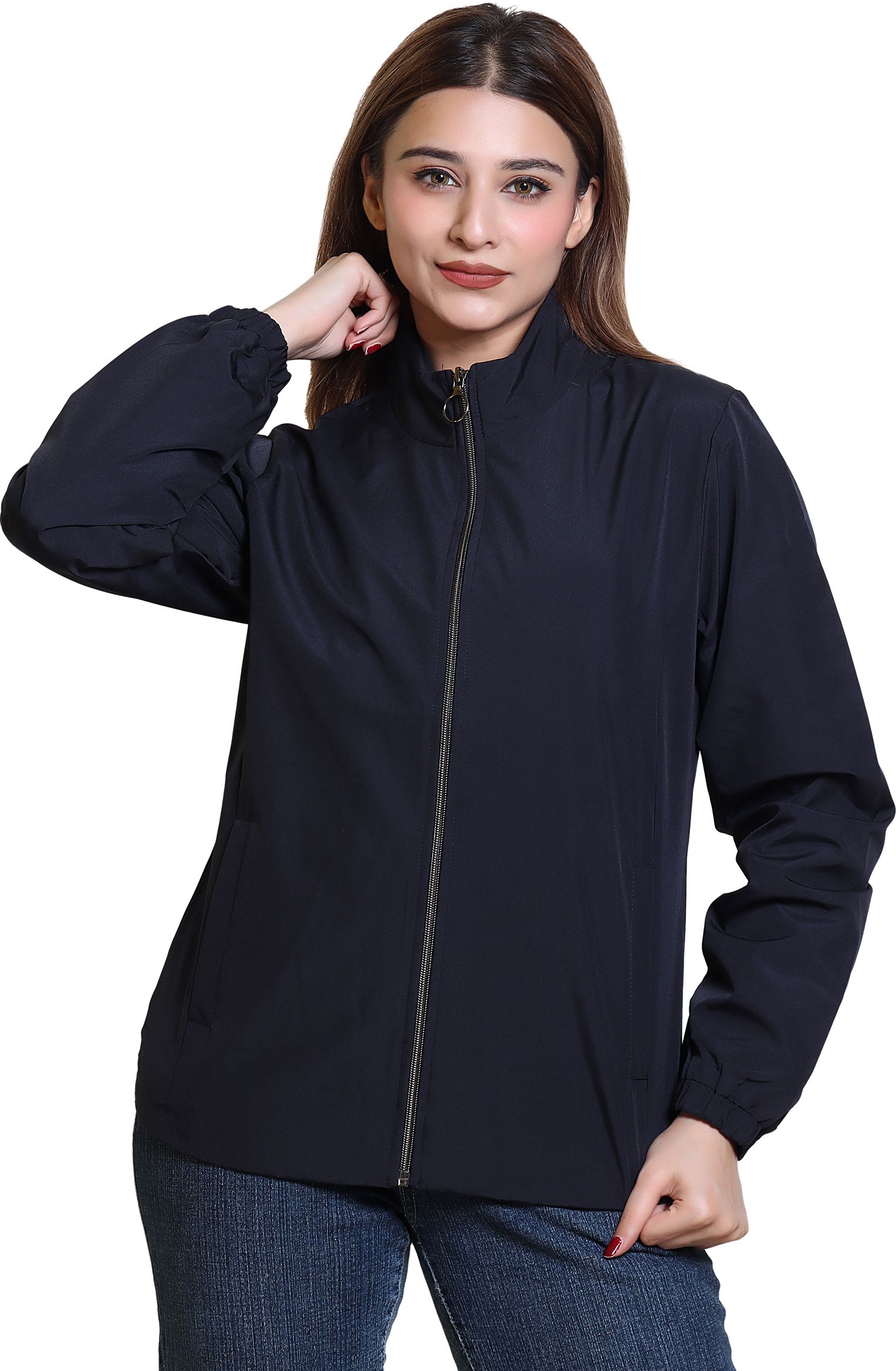 FASHIONLINE BY AZF Trendy zipper windcheater jacket Solid Women Wind Cheater