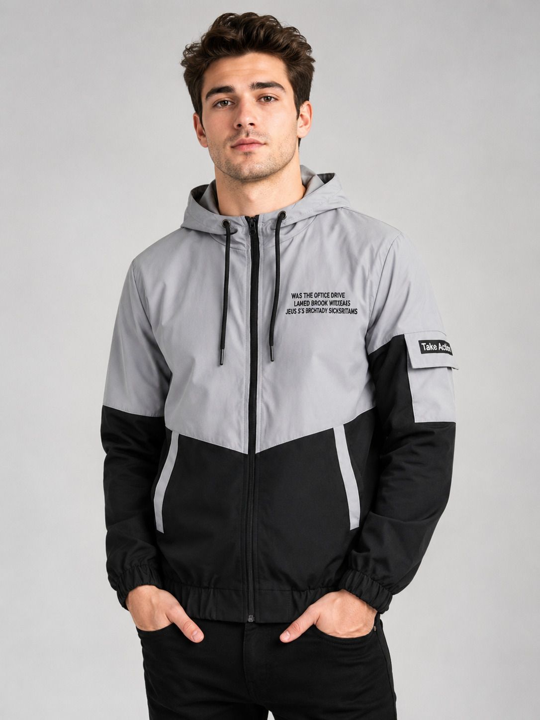 urban trees UrbanShield Men's Hooded Color Block Windcheater Jacket Graphic Print Men Wind Cheater-image-44