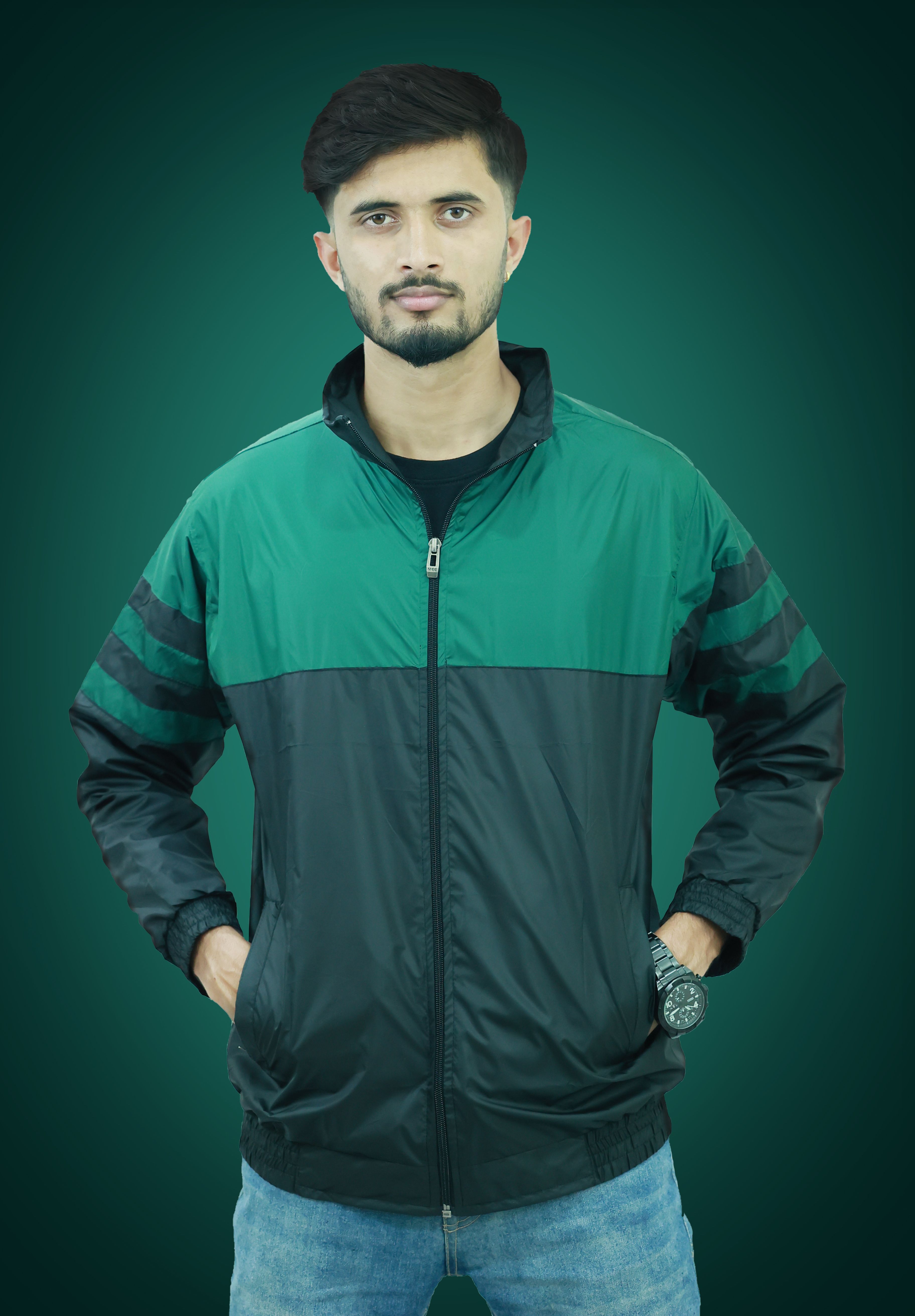 UNSULLY Trending Windcheater Stylish Full Sleeves Water Resistant Sports Jacket Colorblock Men Wind Cheater-image-4
