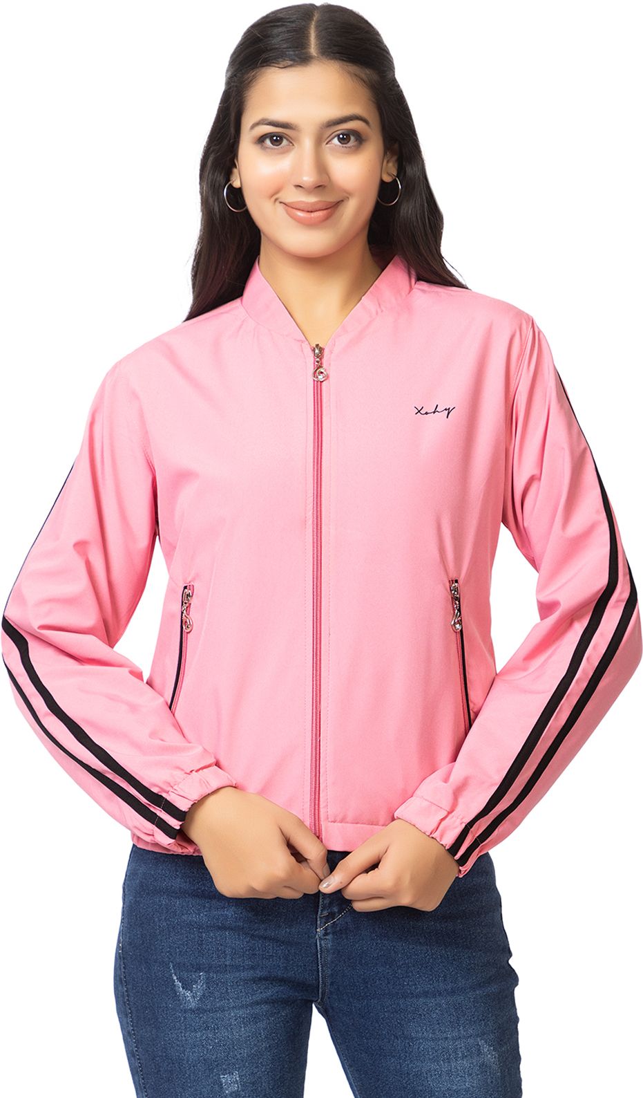 Xohy Striped Women Wind Cheater