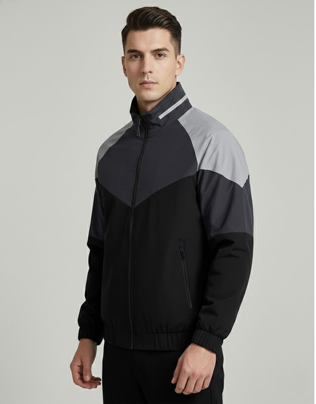 Caraba Men's Lightweight Full Sleeve Zipper Jacket Colorblock for Summer & Sport Colorblock Men Wind Cheater