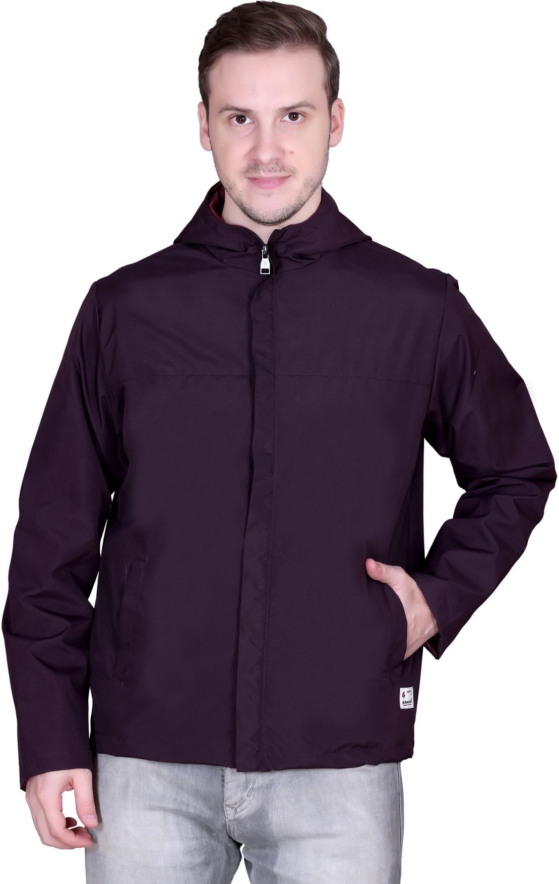 SANHOK Waterproof Polyester Windcheater Hooded Sports Running Travel Sunscreen Jacket Solid Men Wind Cheater-picture-28