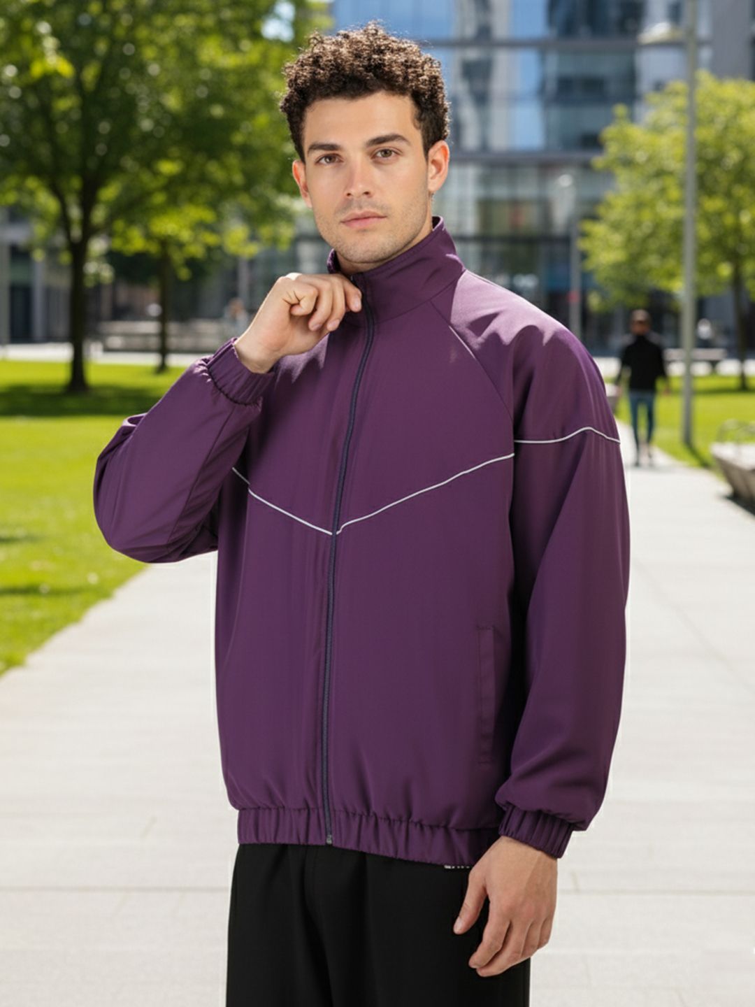 CHKOKKO Solid Men Wind Cheater-picture-16