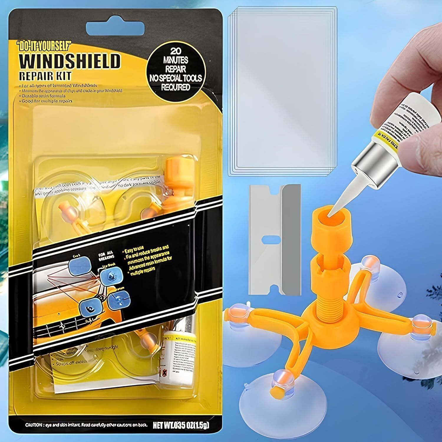 vt enterprise VeloKit Windscreen Glass Crack Repairing Kit, Windshield Scratch Repair Windshield Repair Kit-picture-10