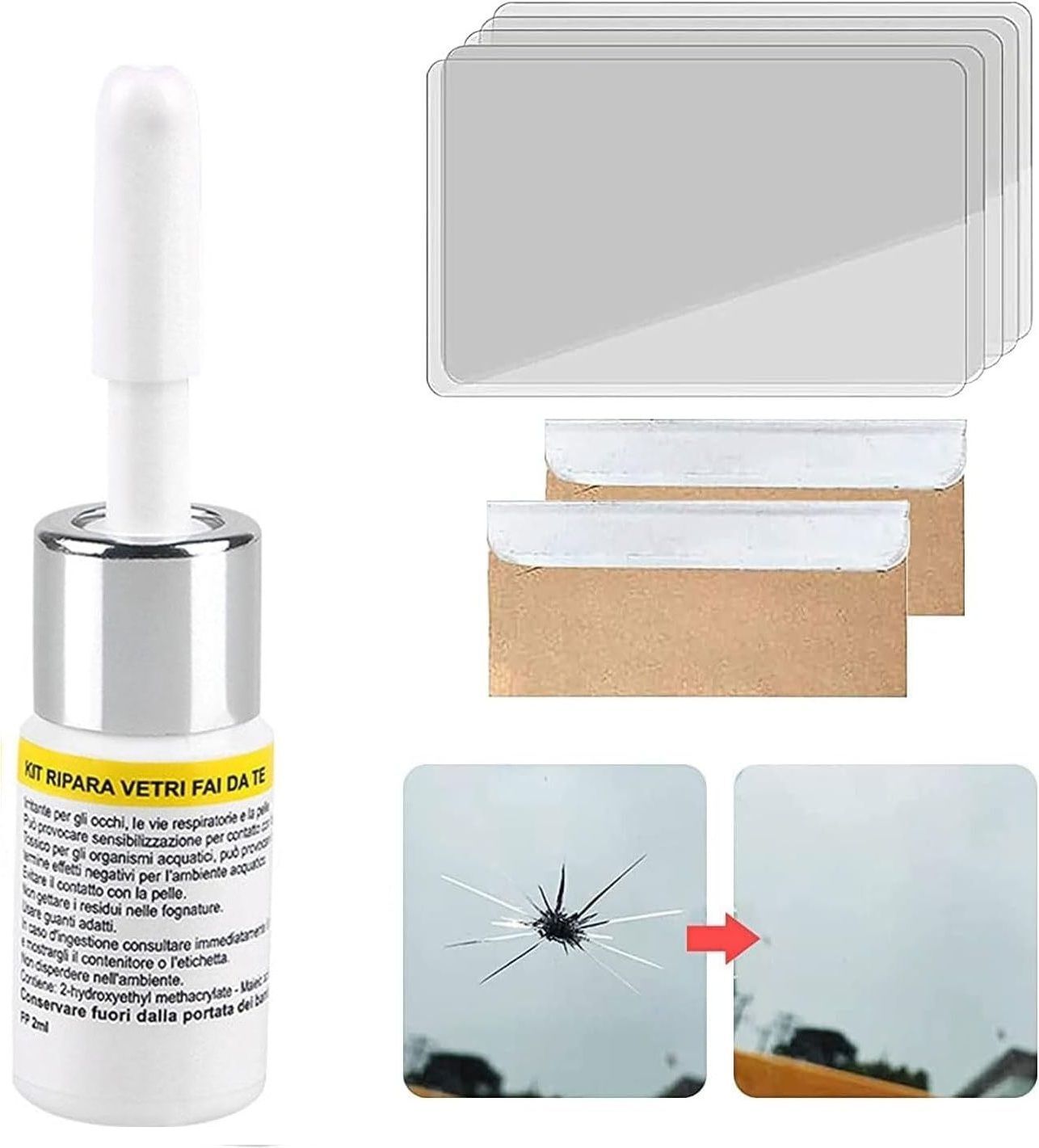 Car Glass Scratch & Crack Repair Kit For Strong Resin Formula - Pack1 Windshield Repair Kit