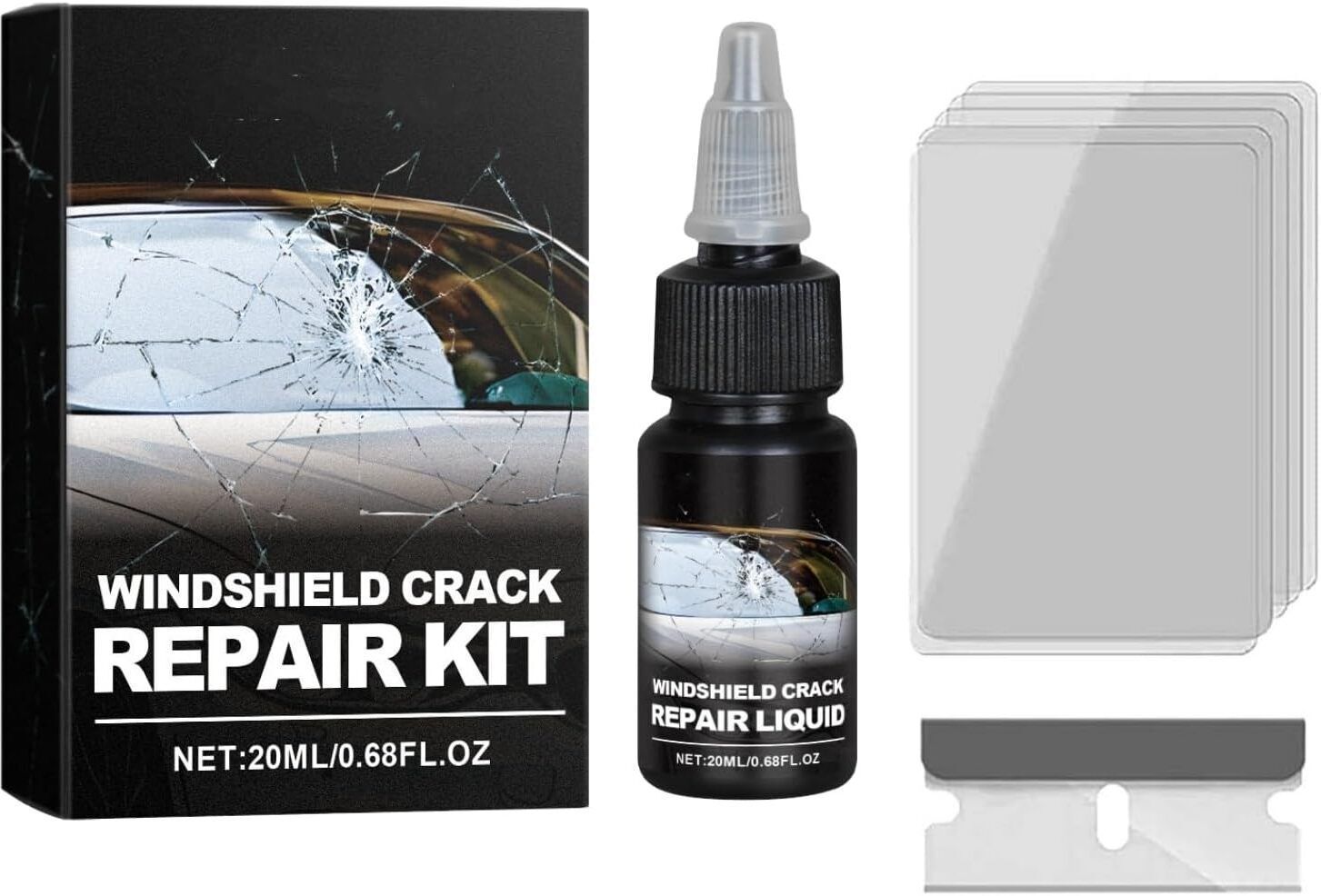 Windshield Chip & Scratch Repair Kit Auto Glass Restoration Solution - PACK 1 Windshield Repair Kit