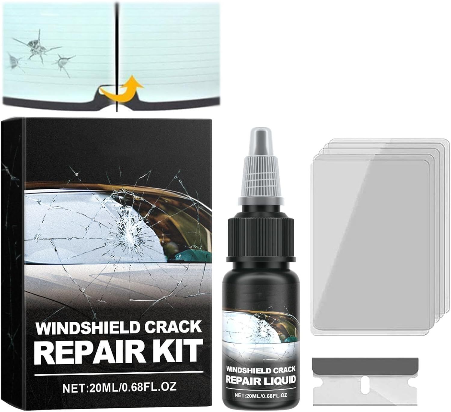 holikit Windscreen Crack Repair Kit with Durable Resin, Fix Auto Windscreen Windshield Repair Kit-picture-28