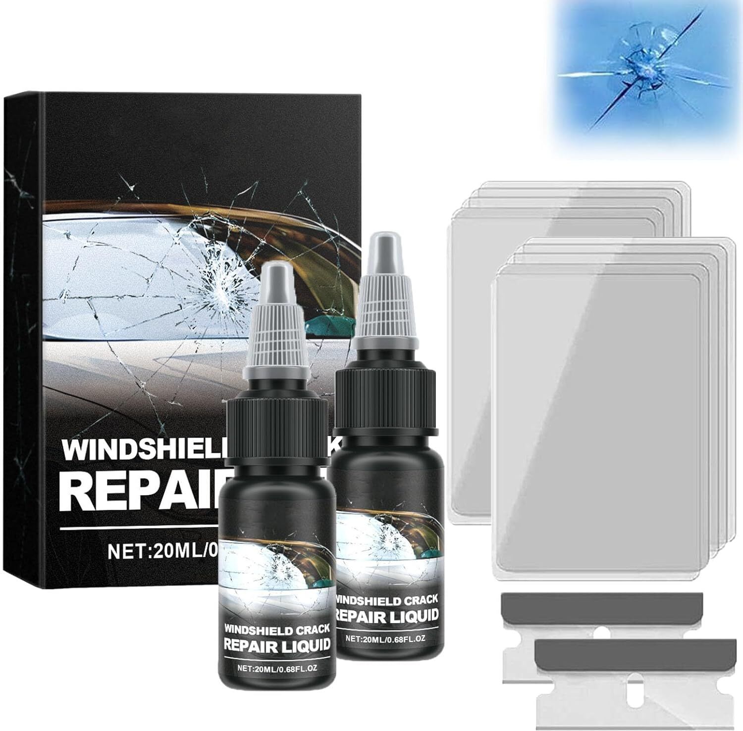 Glass Repair Liquid for Cracks for Fix Auto Windshield Glass Crack Windshield Repair Kit