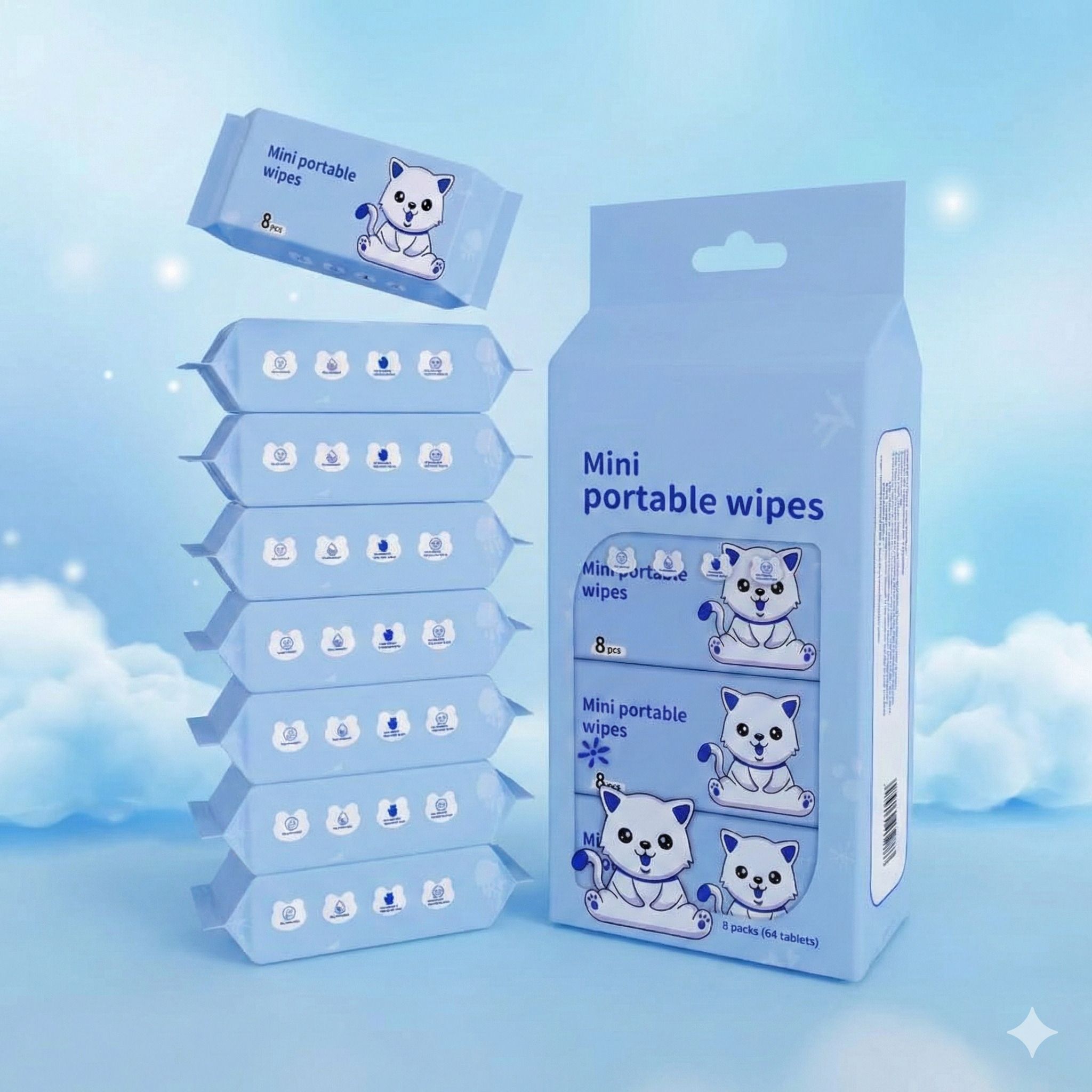 Mini Wet Tissue Pouch - Easy to Carry-8 Pcs Pocket Pack Wipe Warmer