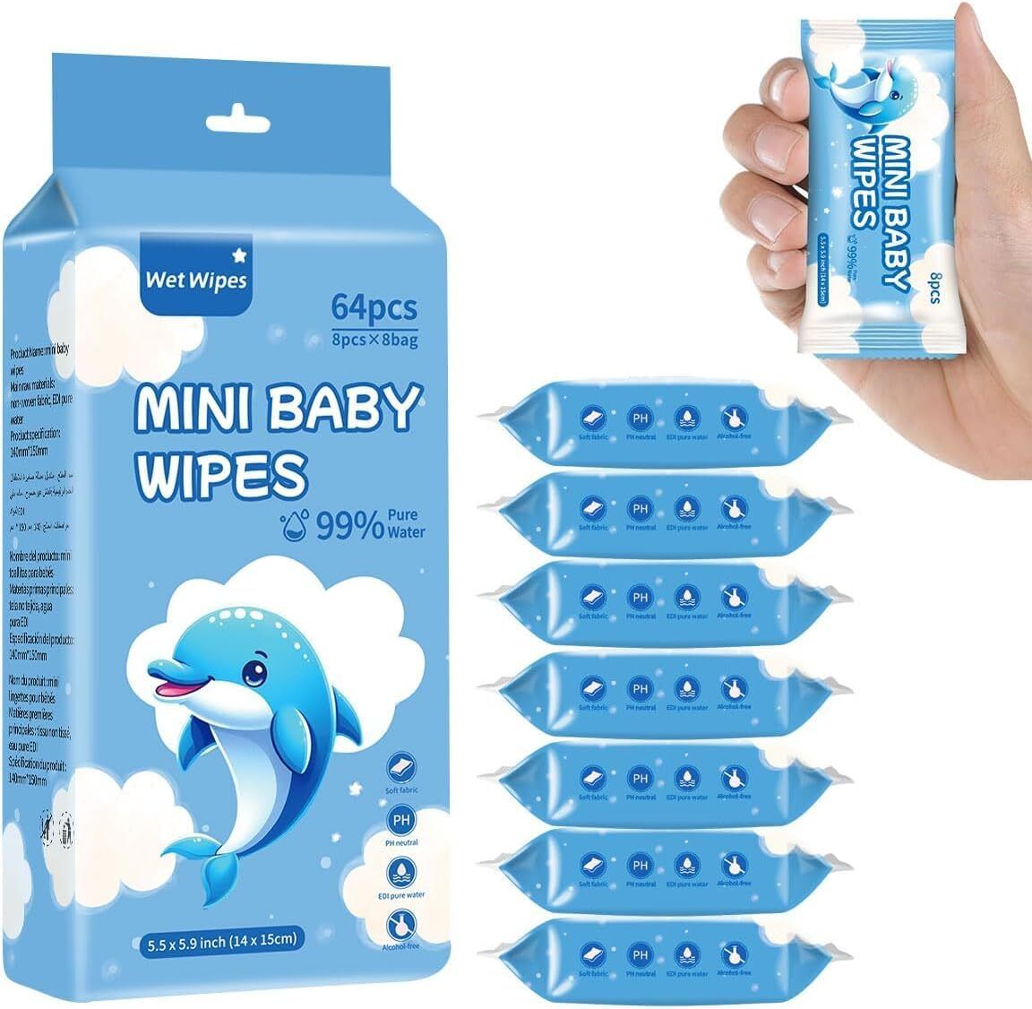 Mini Baby Wipes – Soft, Gentle, Travel & Pocket Wet Wipes for Hands & Face Wipe Warmer
