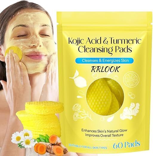 Kojic Acid and Turmeric Cleansing Pads for Face, Dark Spots(60-PADS) Wipe Warmer